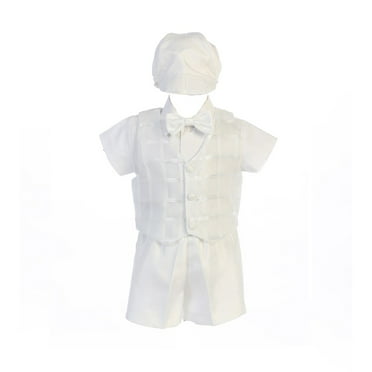 100% Cotton Baby Boys Christening Outfit with Jacquard Vest 85a S0-6M
